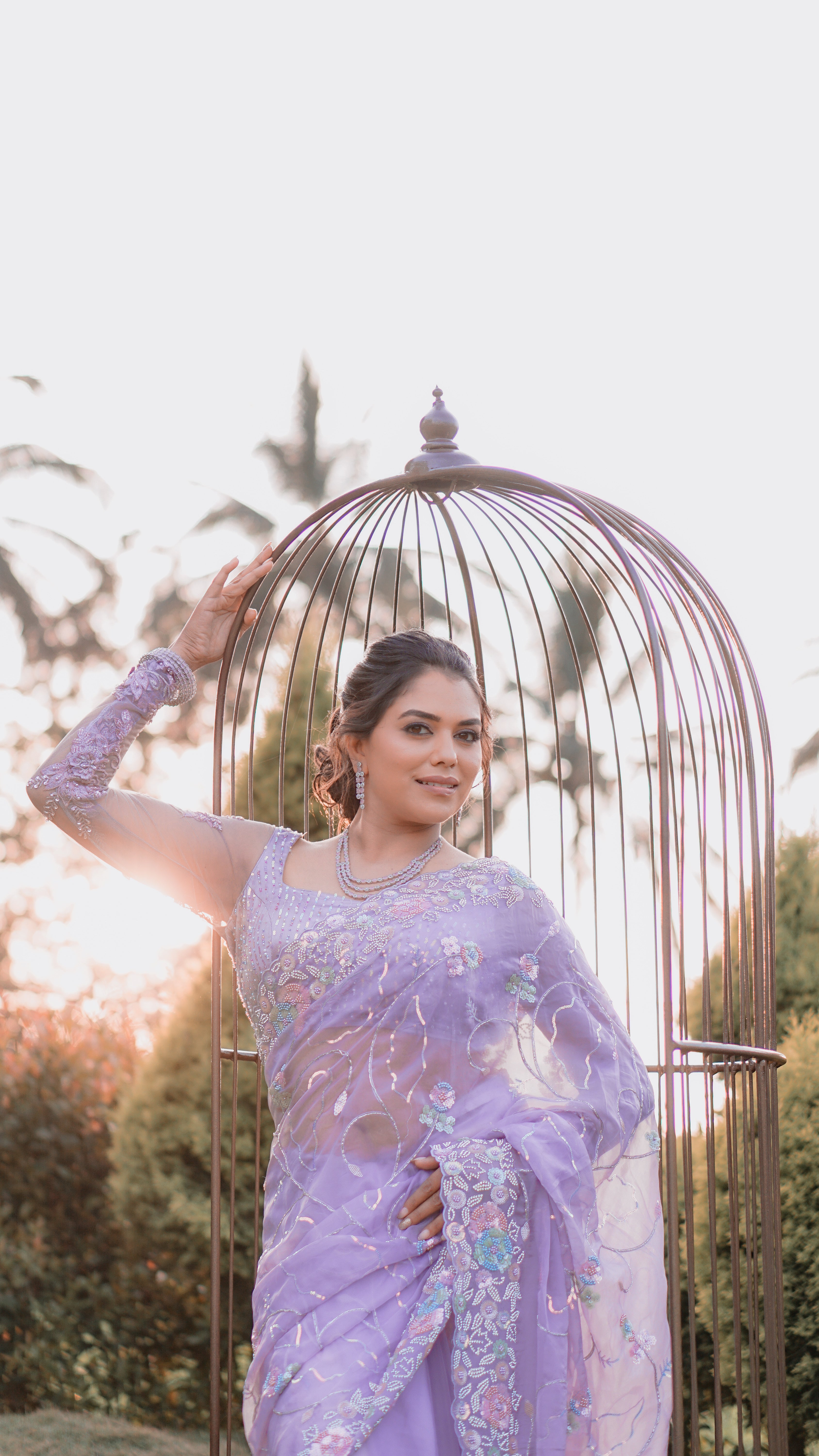 Lavender Glass Tissue Saree by Isha Silks