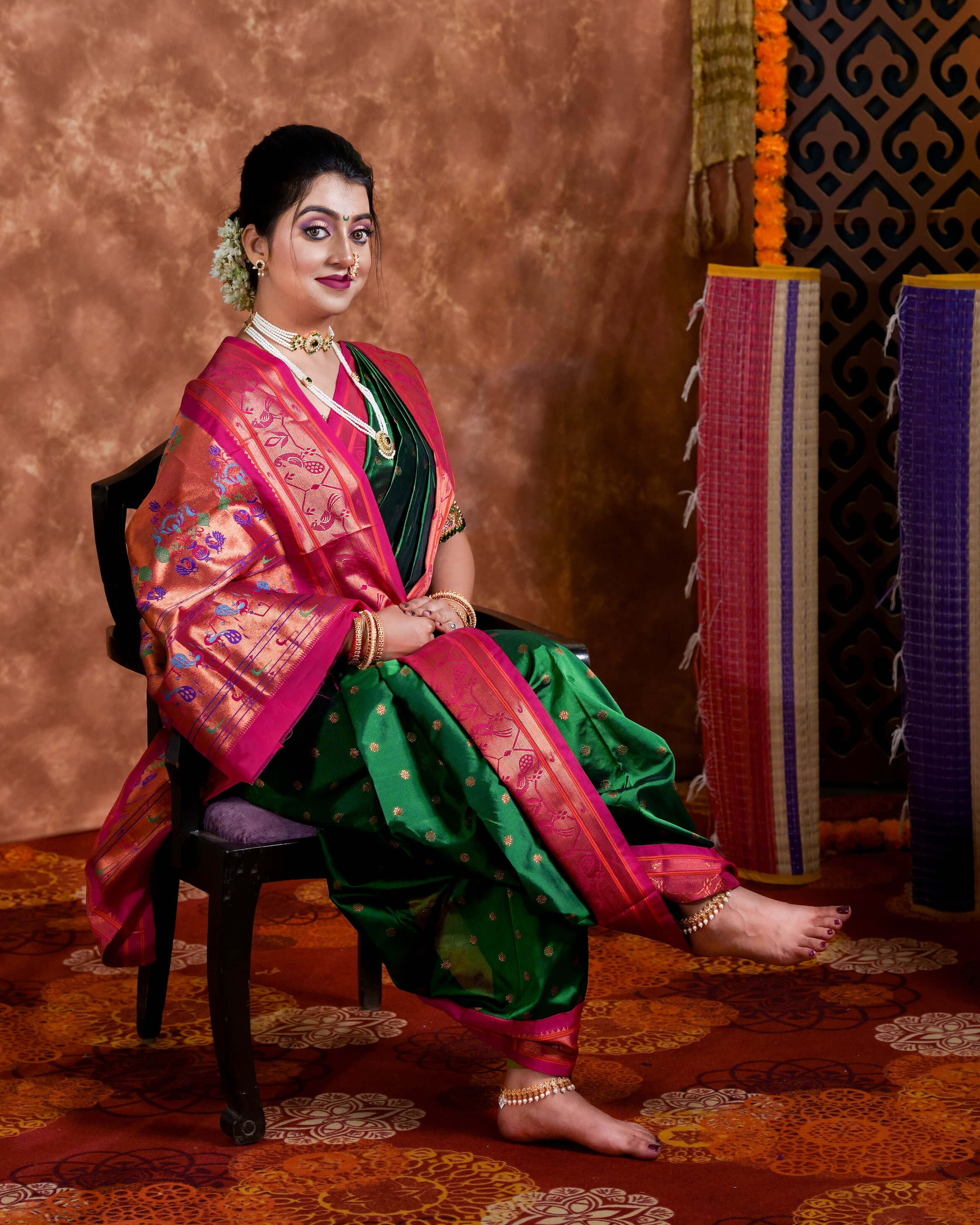 Red Handloom Pure Silk Saree with Zari Border by Isha Silks