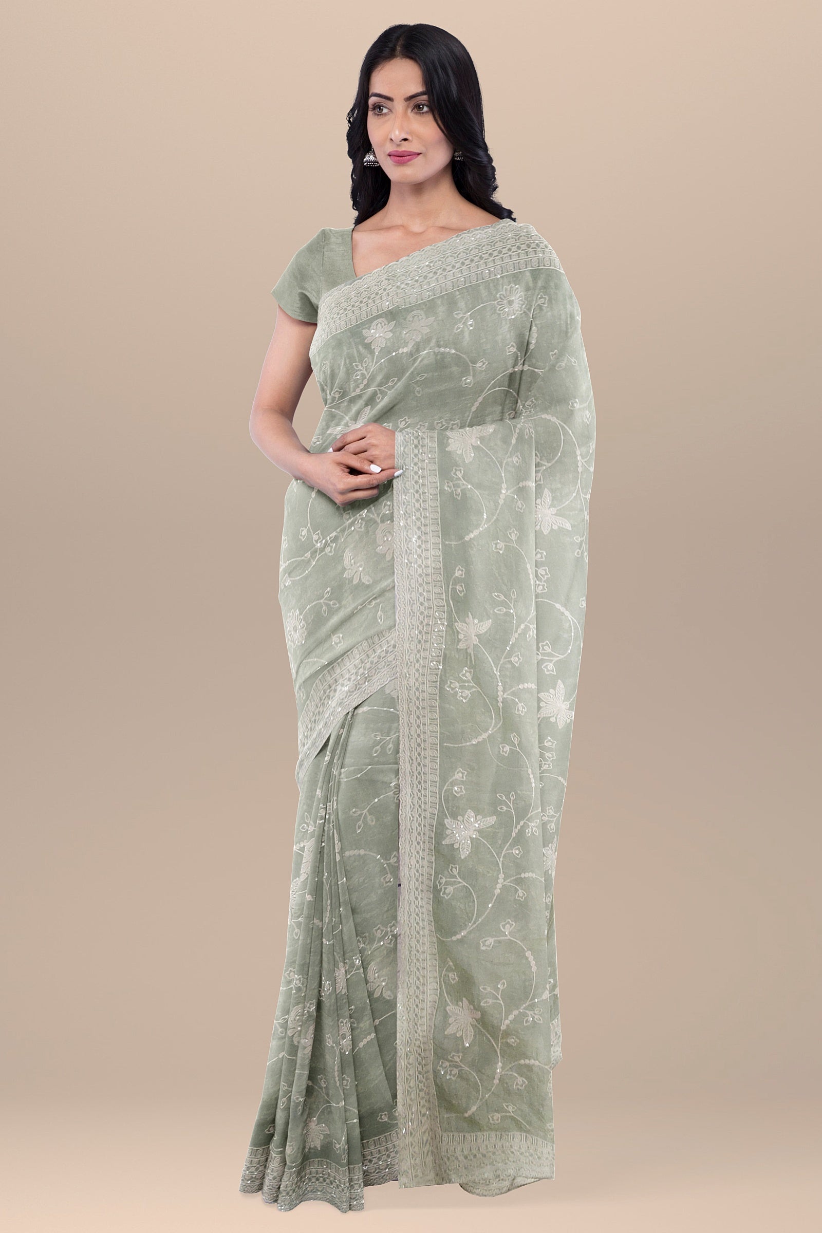 semi organza silk saree