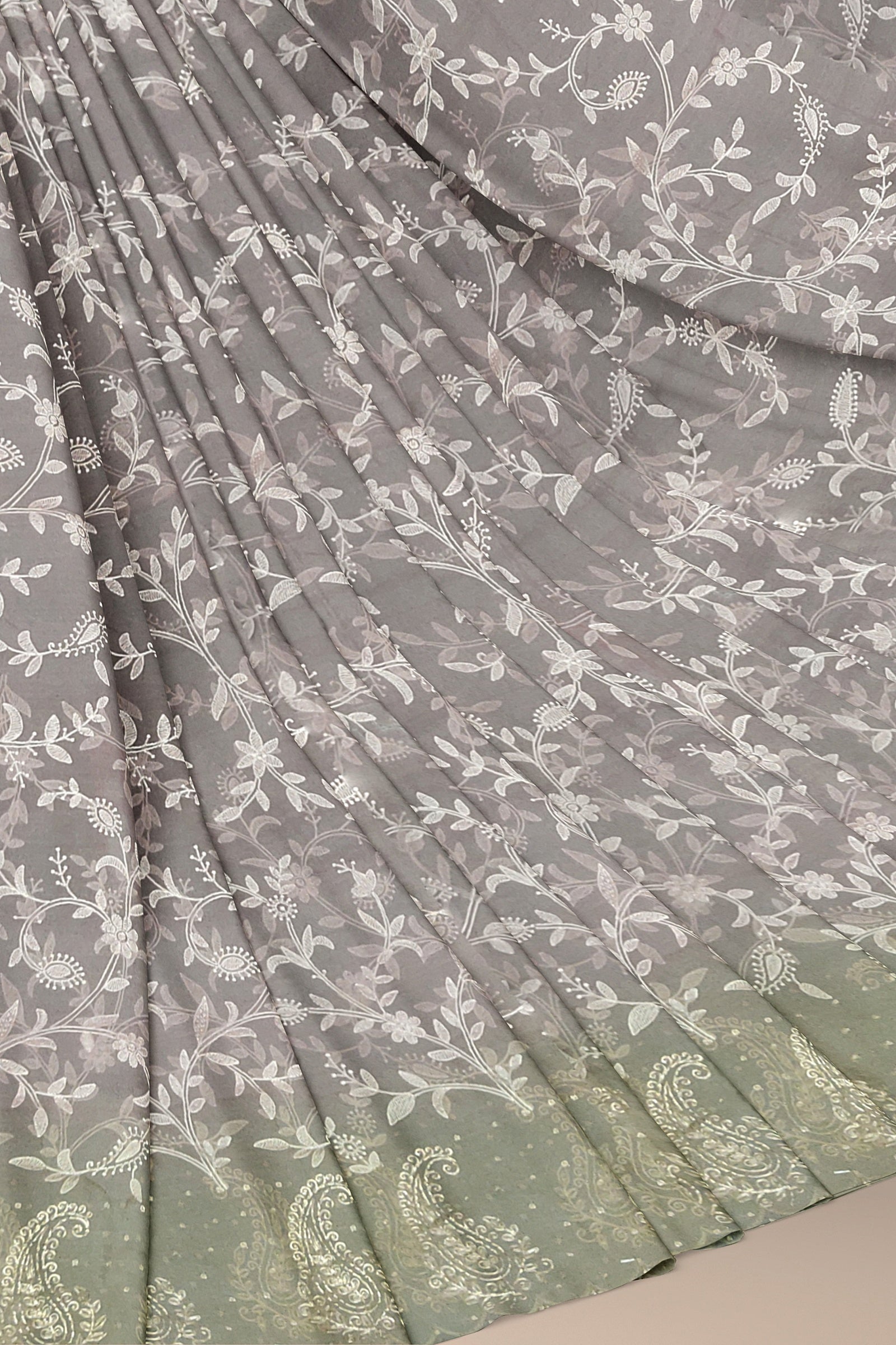 semi organza silk saree beige  color saree