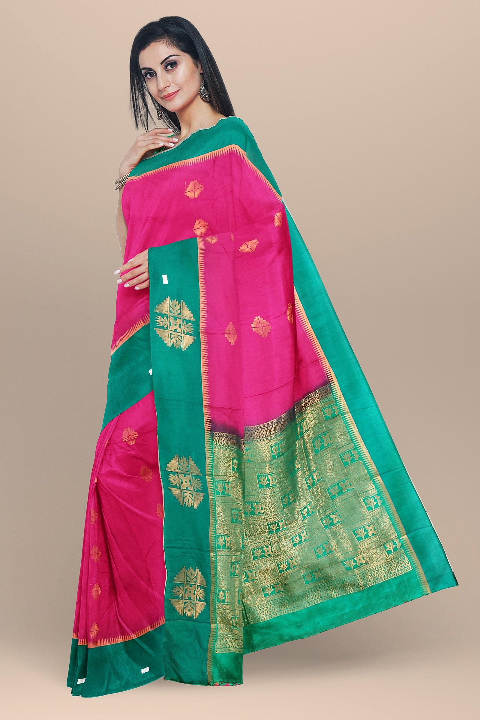 semi soft silk saree dark pink color saree