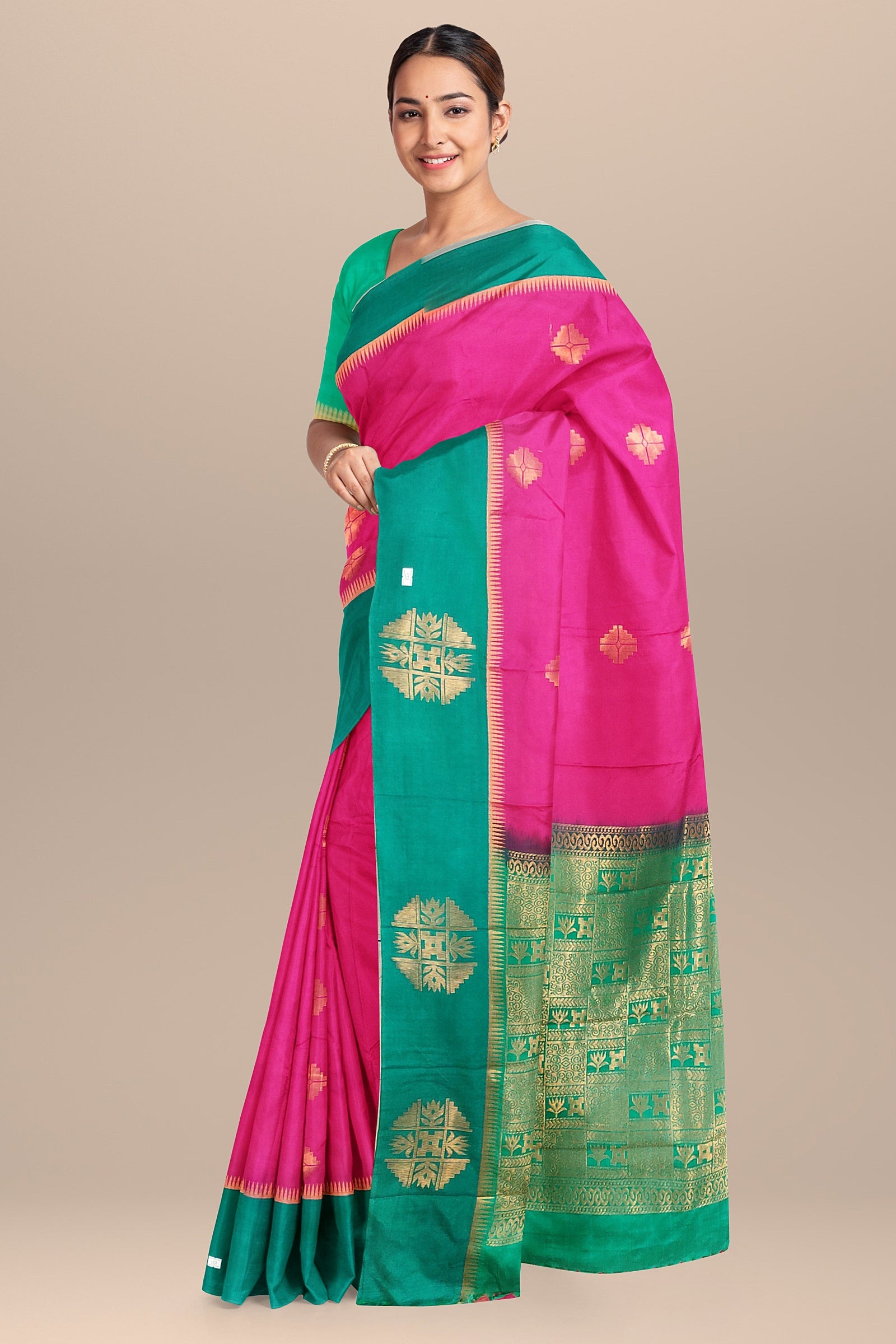semi soft silk saree dark pink color saree