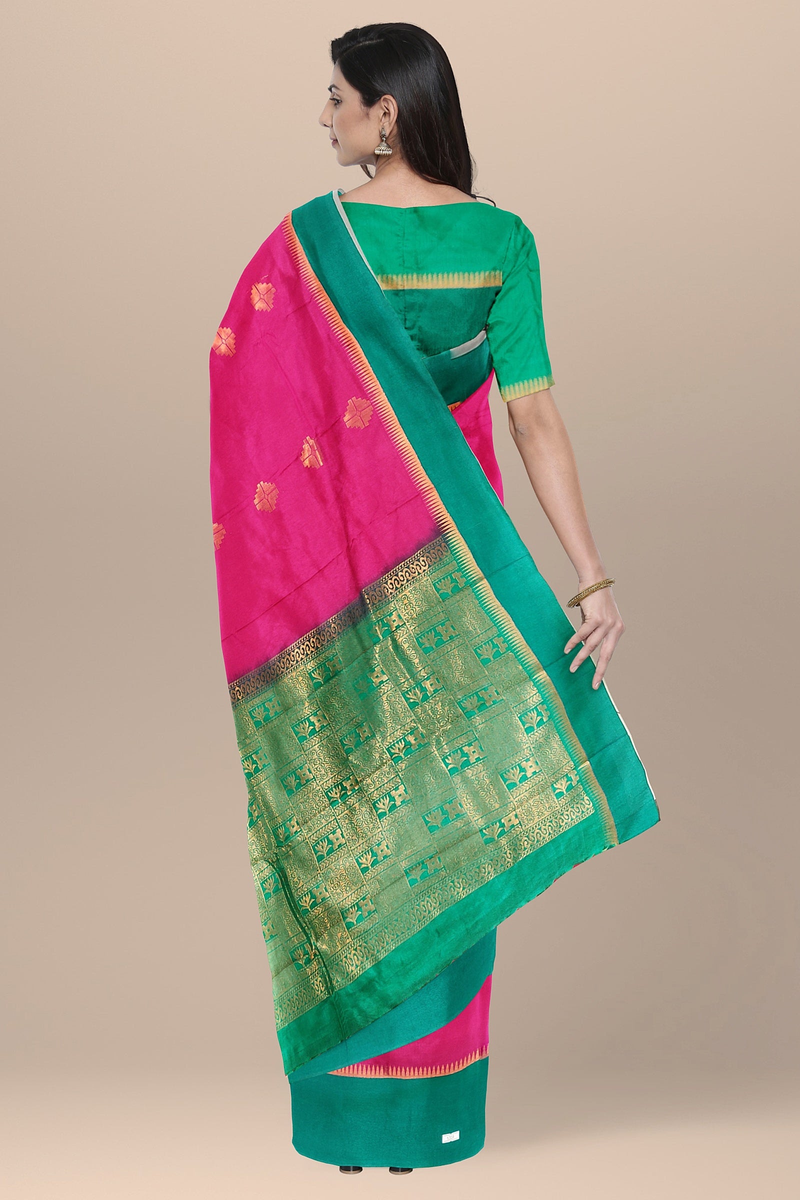 semi soft silk saree dark pink color saree