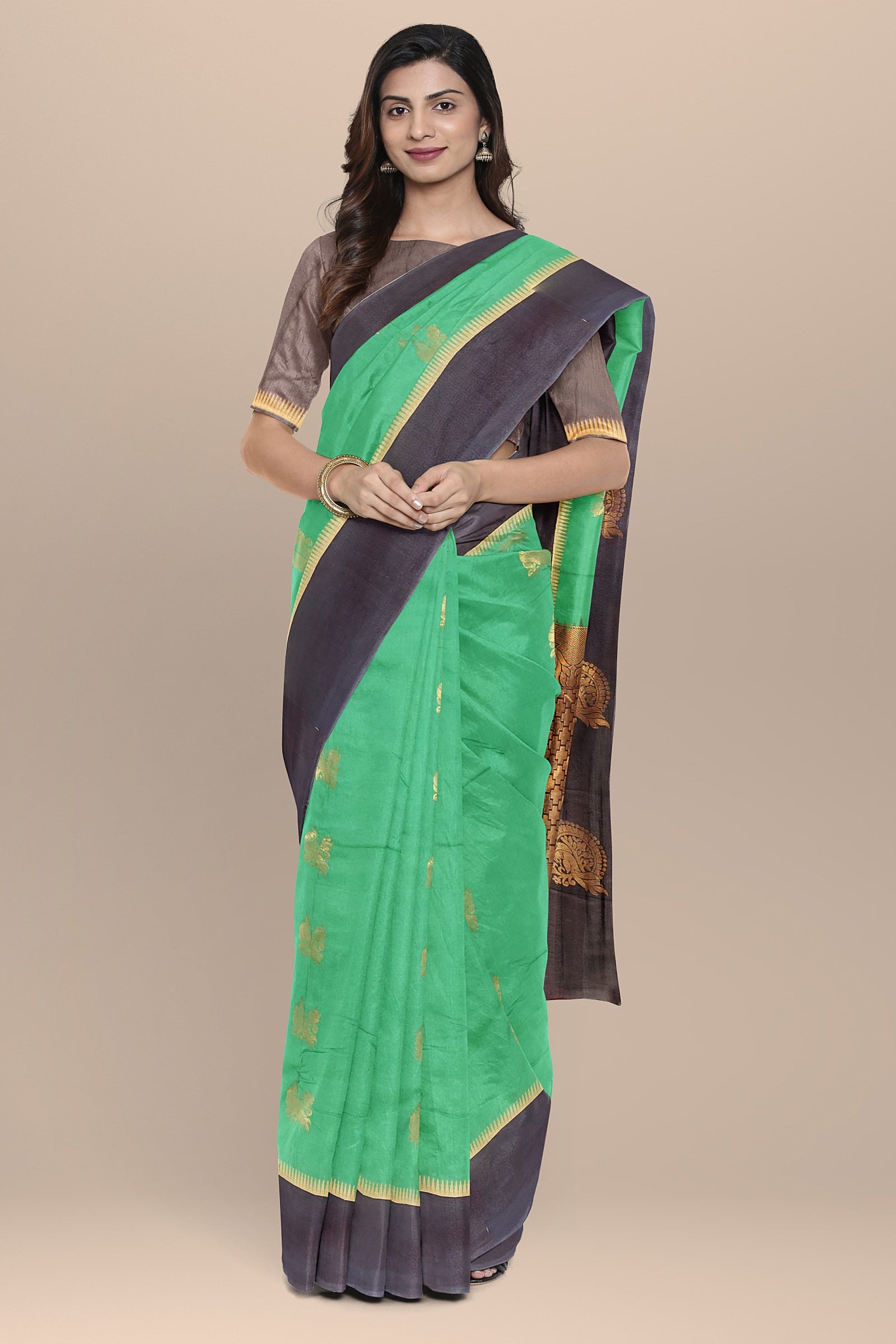 semi soft silk saree sea green color saree