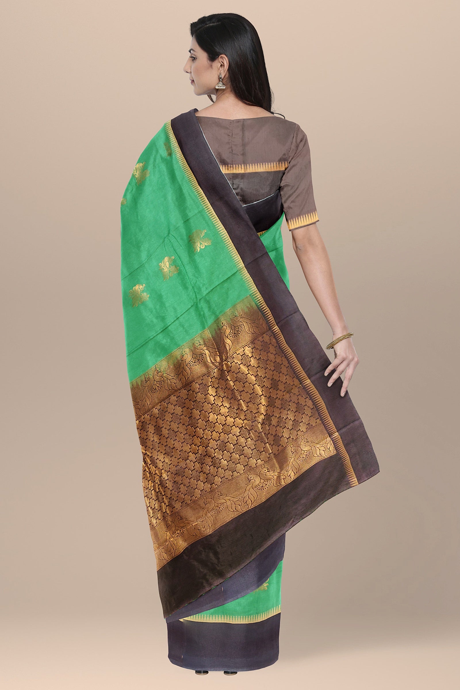 semi soft silk saree sea green color saree