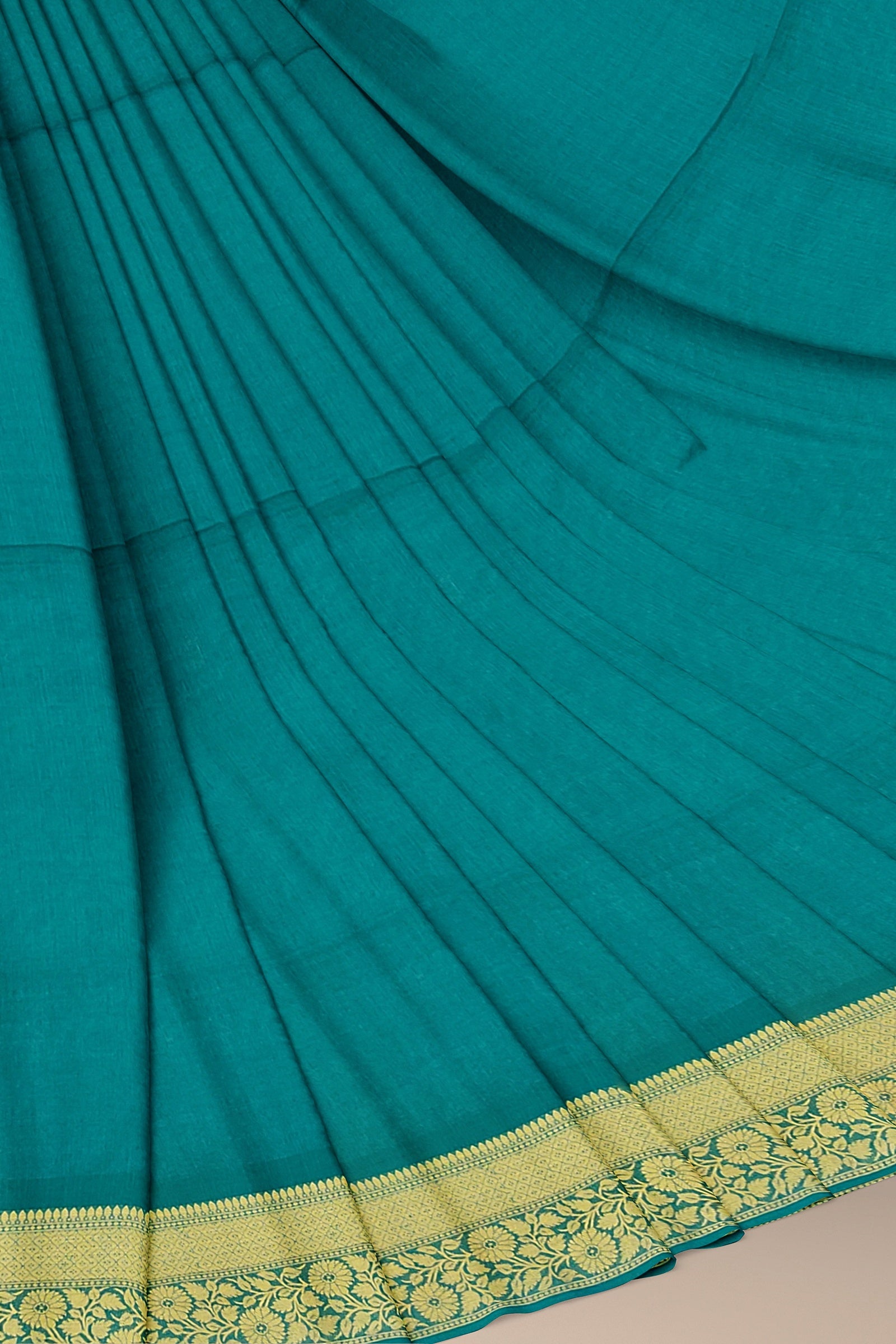 linen silk saree peacock  color