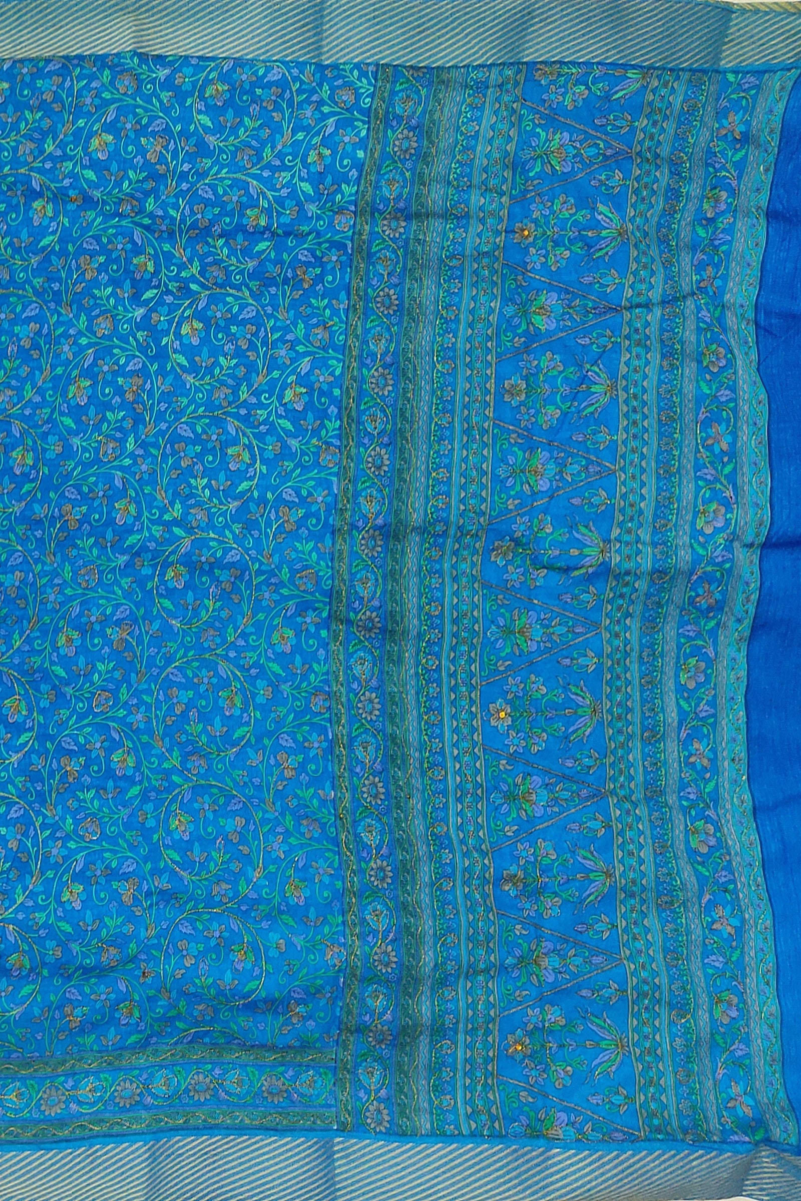 TUSSAR SILK: Beautiful Firoza semi-Tussar saree