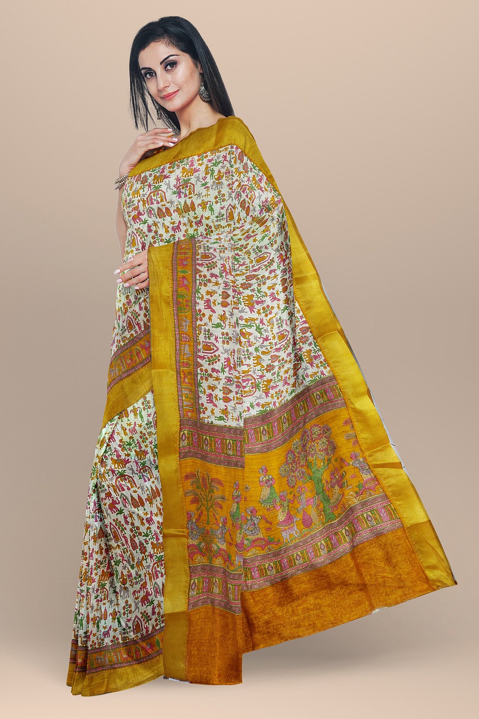 TUSSAR SILK: Baluchari designer semi-Tussar silk saree