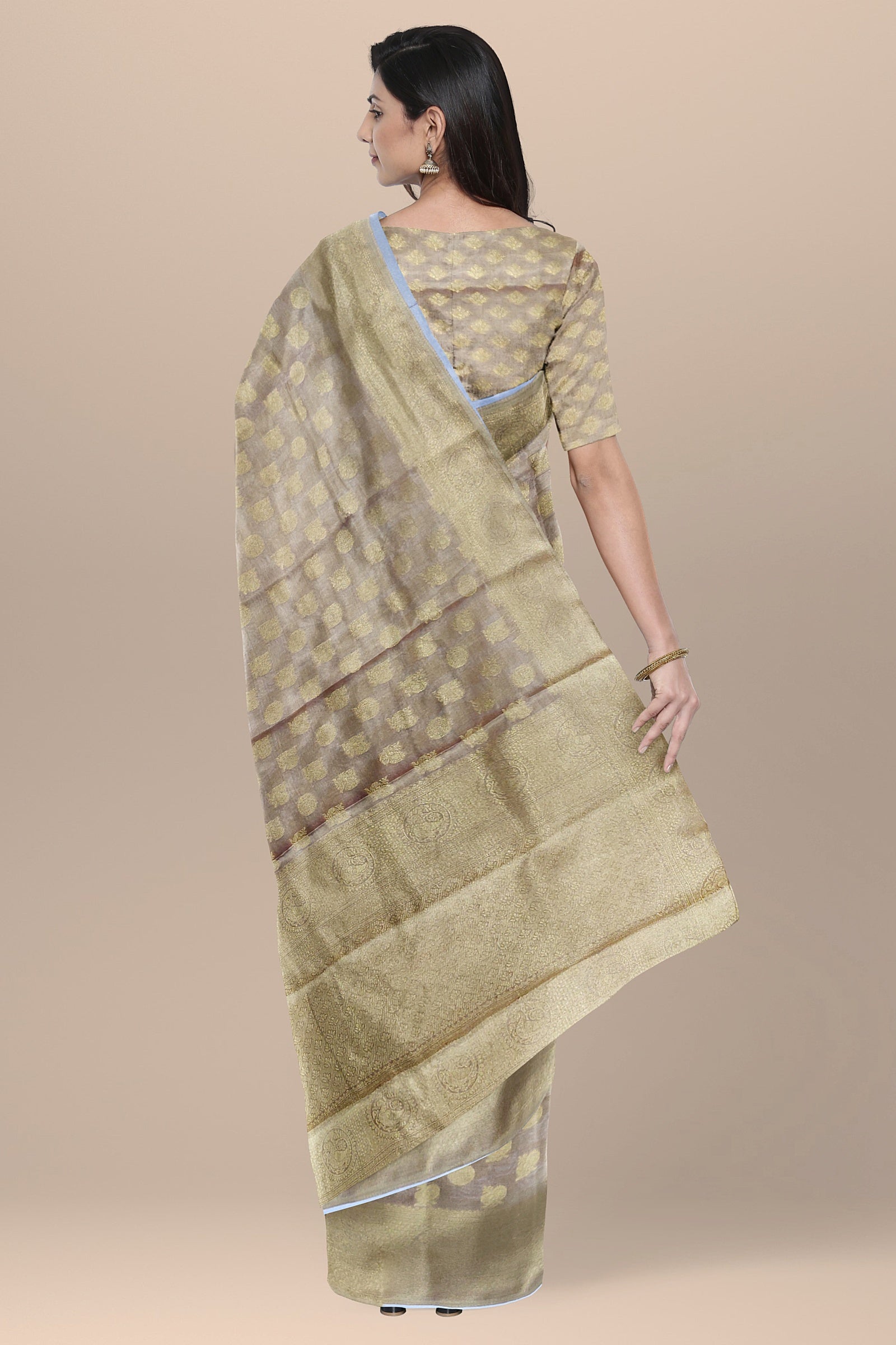 SEMI TISSUE SILK: Graceful grey saree