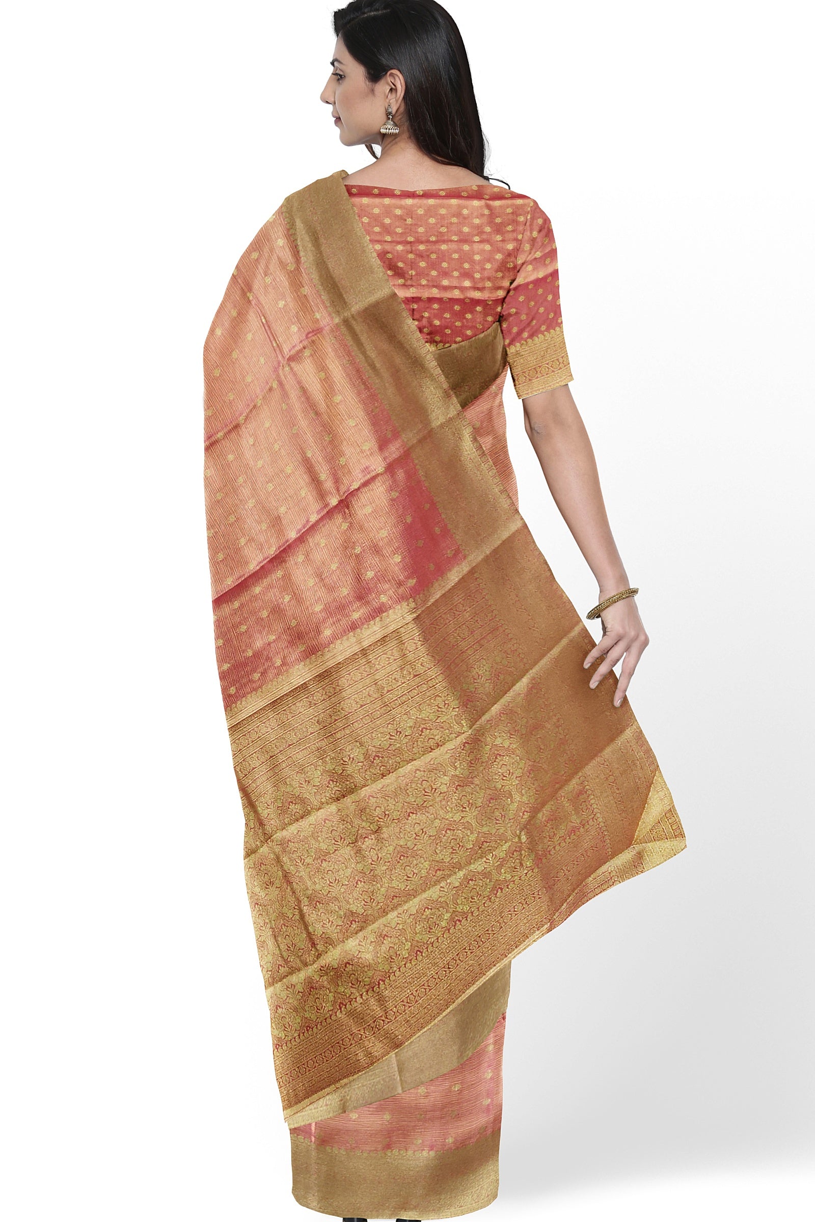 SEMI TISSUE SILK: Elegant onion pink saree